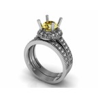 Кольцо с крупным камнем в обрамлении мелких камней Os 2531