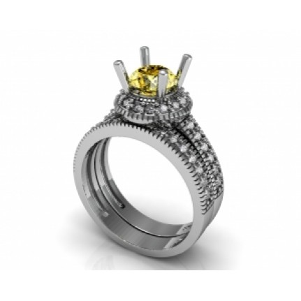 Кольцо с крупным камнем в обрамлении мелких камней Os 2531