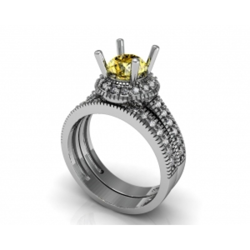 Кольцо с крупным камнем в обрамлении мелких камней Os 2531