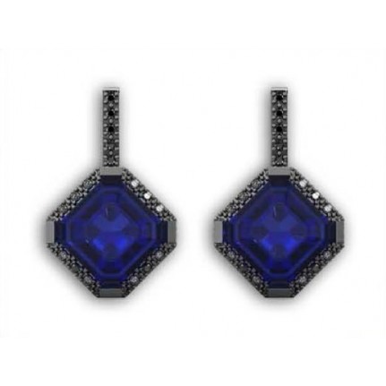 Серьги с крупным камнем в обрамлении мелких камней Os 4013