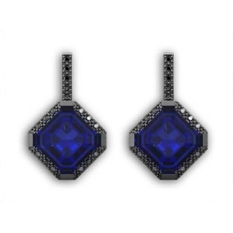 Серьги с крупным камнем в обрамлении мелких камней Os 4013