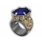 Кольцо двухцветное с крупным камнем Os 7039