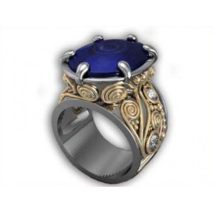 Кольцо двухцветное с крупным камнем Os 7039