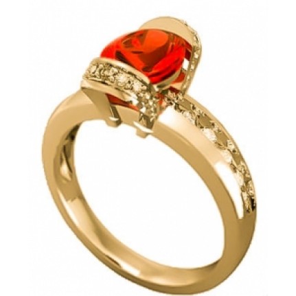 Кольцо с крупным камнем и дорожками камней Os 7100