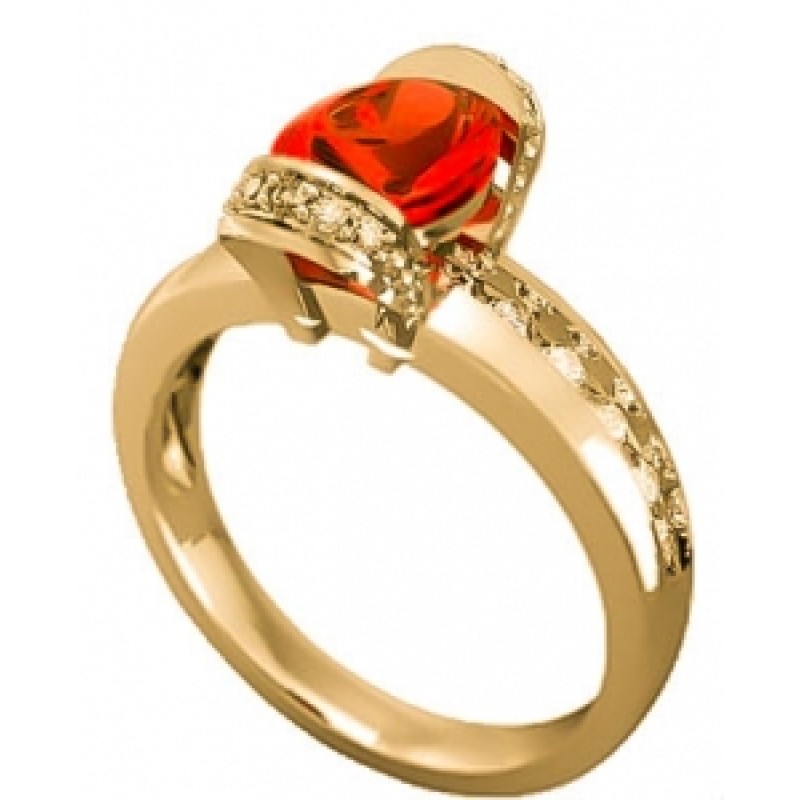 Кольцо с крупным камнем и дорожками камней Os 7100