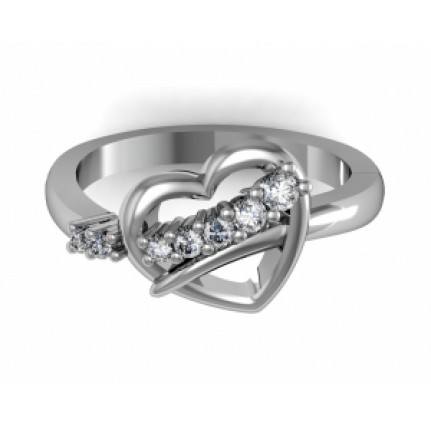 Кольцо Сердце с дорожкой камней Os 1760