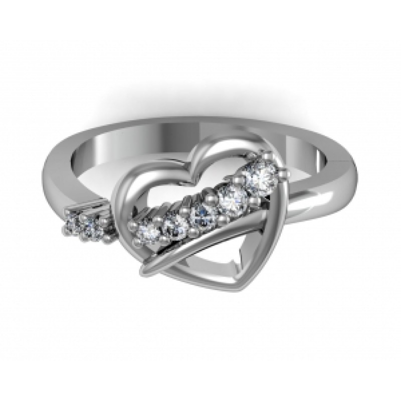 Кольцо Сердце с дорожкой камней Os 1760