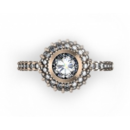 Кольцо с крупным камнем в обрамлении мелких камней Os 2715