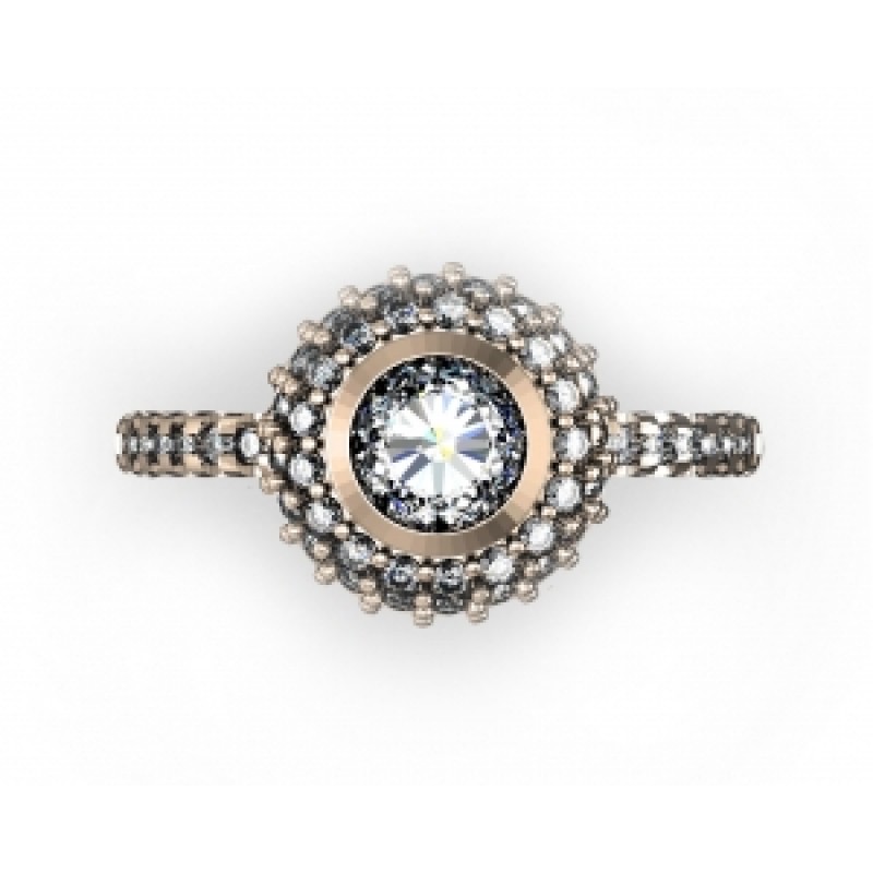 Кольцо с крупным камнем в обрамлении мелких камней Os 2715