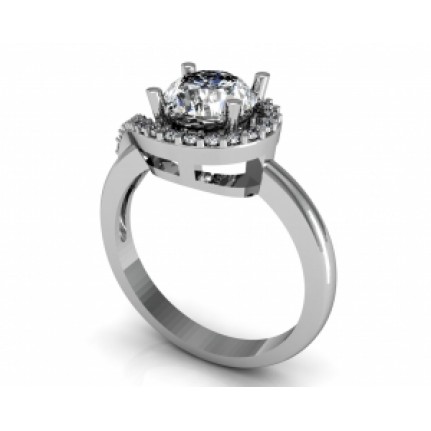 Кольцо с крупным камнем в обрамлении мелких камней Os 2595