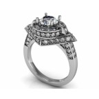 Кольцо с крупным камнем в обрамлении мелких камней Os 2598