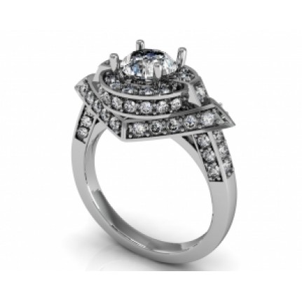 Кольцо с крупным камнем в обрамлении мелких камней Os 2598