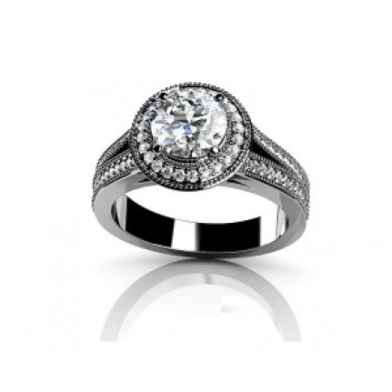 Кольцо с крупным камнем в обрамлении мелких камней Os 2562