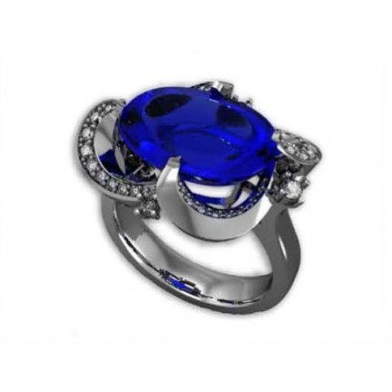 Кольцо с крупным камнем в обрамлении мелких камней Os 7032