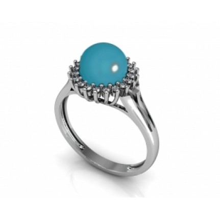 Кольцо с жемчугом в обрамлении мелких камней Os 7155