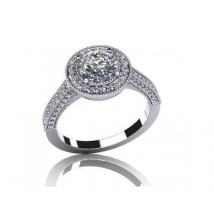 Кольцо с крупным камнем и дорожкой камней по кругу Os 2557