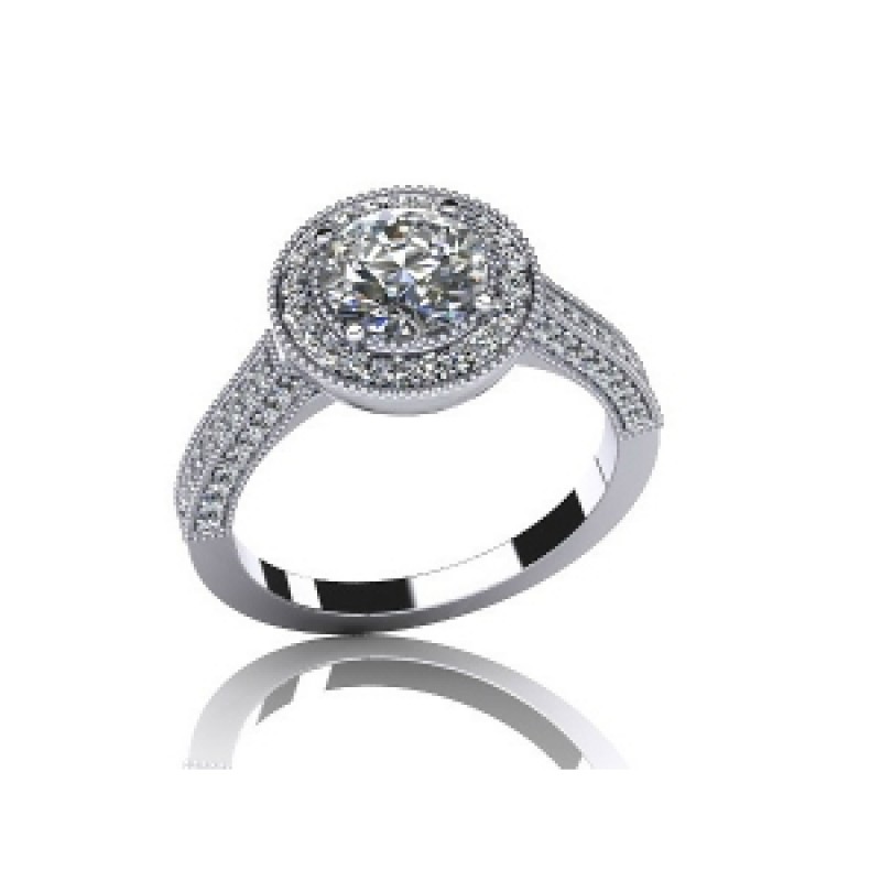 Кольцо с крупным камнем и дорожкой камней по кругу Os 2557