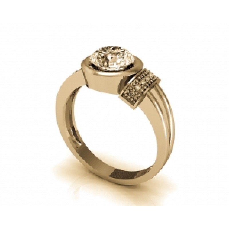 Кольцо с крупным камнем и дорожками камней Os 3043