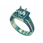 Кольцо с крупным камнем в обрамлении мелких камней Os 2547