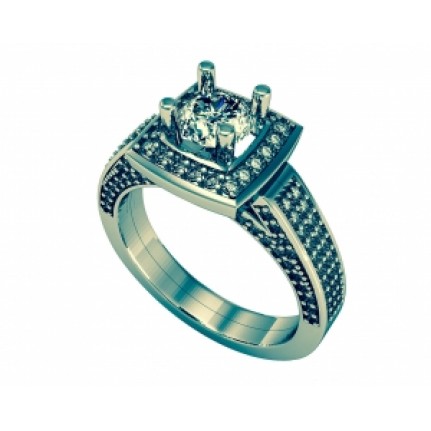 Кольцо с крупным камнем в обрамлении мелких камней Os 2547