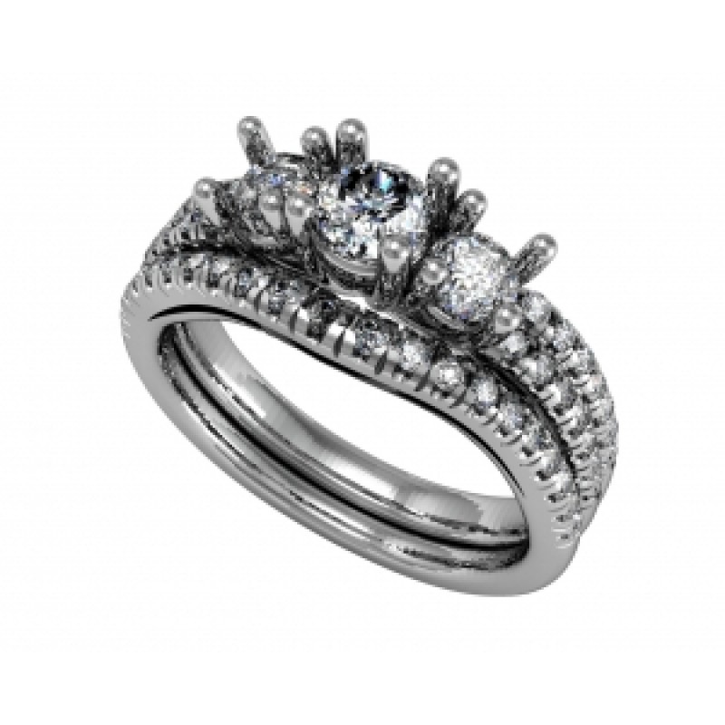 Кольцо с крупным камнем и дорожками камней Os 2523