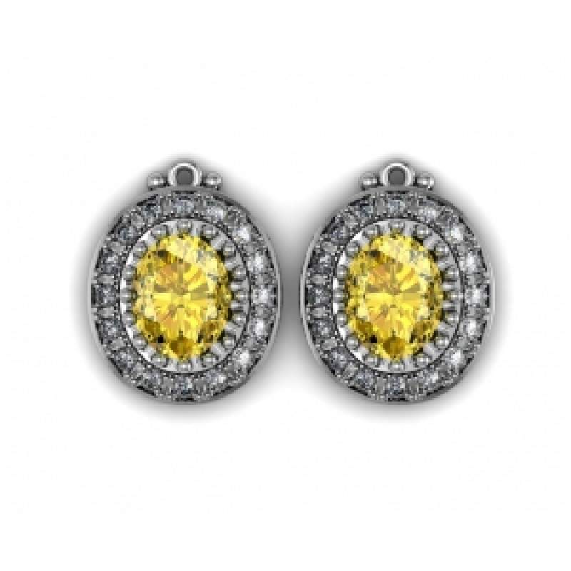 Серьги с крупным камнем в обрамлении мелких камней Os 4025