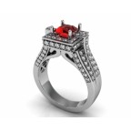 Кольцо с крупным камнем в обрамлении мелких камней Os 2599