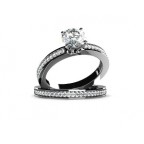 Кольцо двойное с крупным камнем и дорожками камней Os 2682