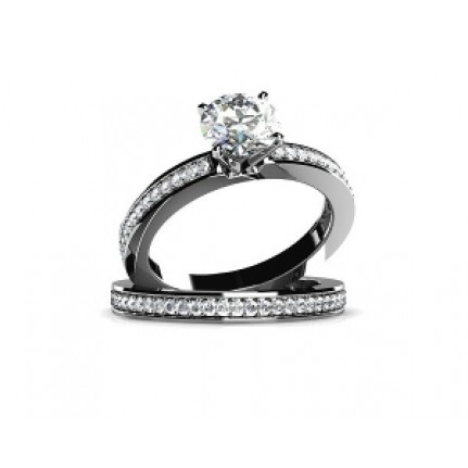 Кольцо двойное с крупным камнем и дорожками камней Os 2682