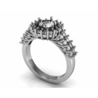 Кольцо с крупным камнем в обрамлении мелких камней Os 2602