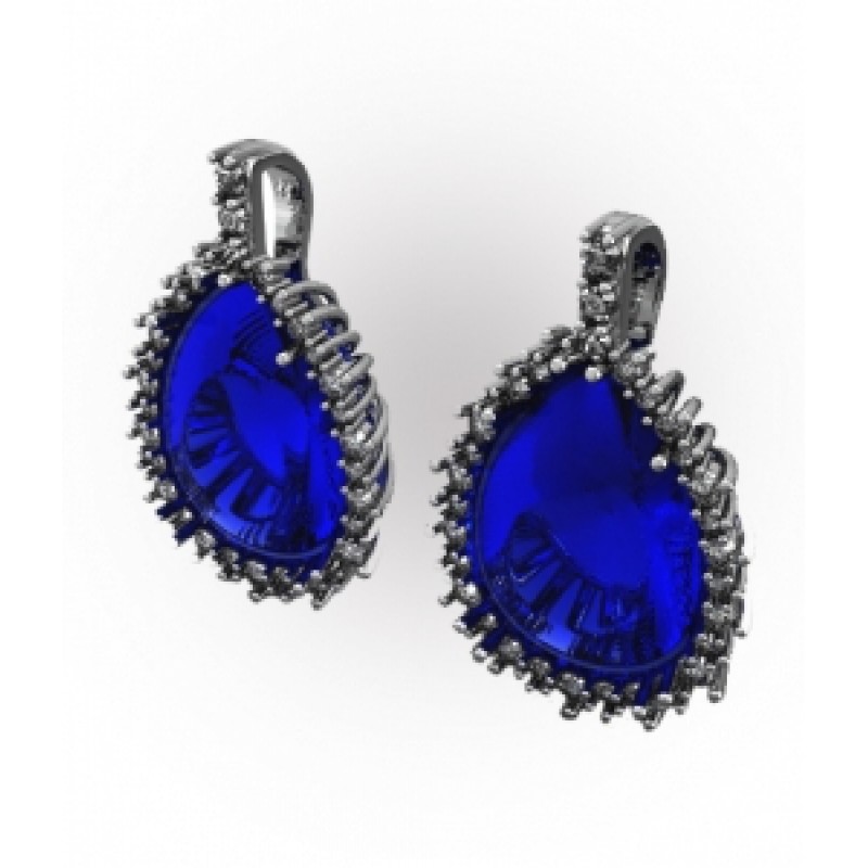 Серьги с крупным камнем в обрамлении мелких камней Os 4067