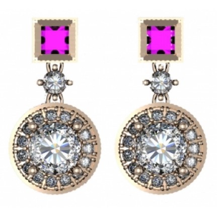 Серьги с крупным камнем в обрамлении мелких камней Os 4035