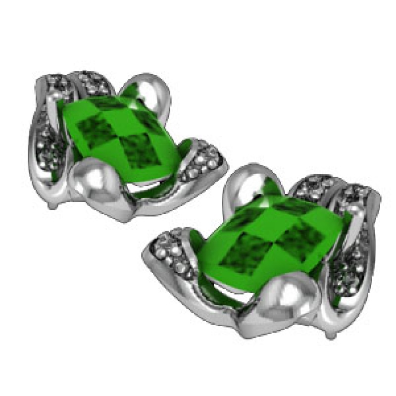 Серьги с крупным камнем и дорожками камней Os 1475