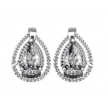 Серьги с крупным камнем и дорожками камней Os 1225