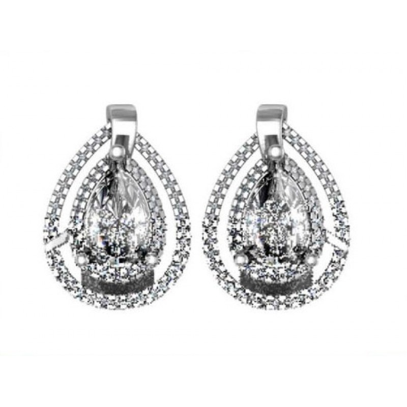 Серьги с крупным камнем и дорожками камней Os 1225