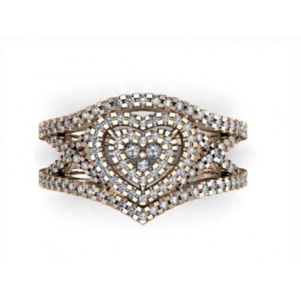 Кольцо Сердце с дорожками камней Os 1130