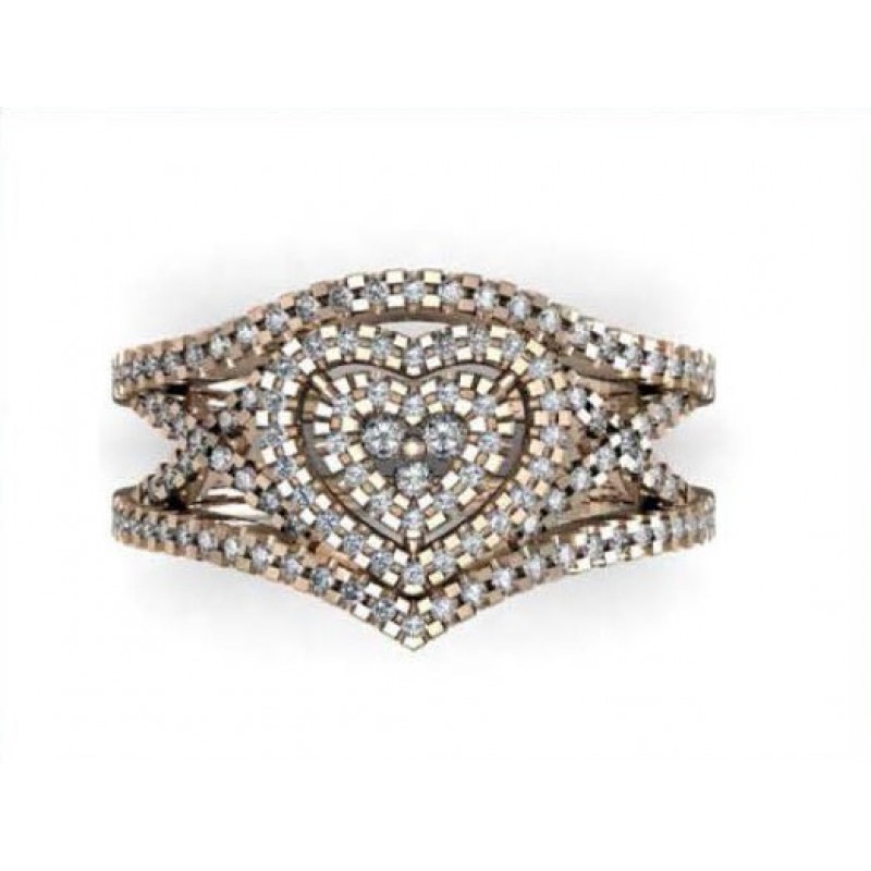 Кольцо Сердце с дорожками камней Os 1130