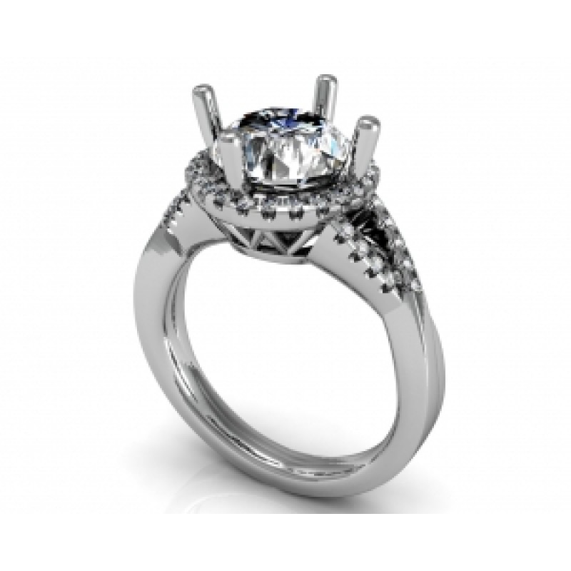 Кольцо с крупным камнем в обрамлении мелких камней Os 2619