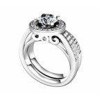 Кольцо с крупным камнем и дорожками камней Os 2514