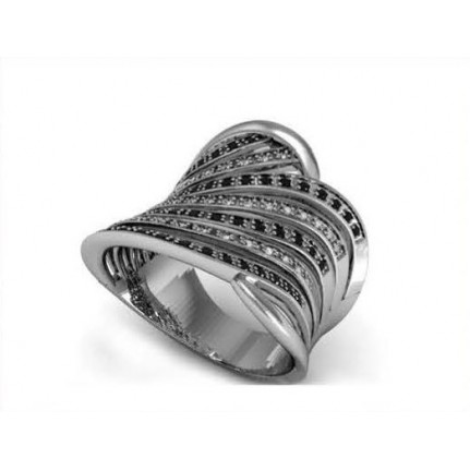 Кольцо с дорожками камней Os 7041