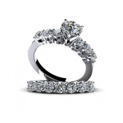 Кольцо двойное с крупным камнем и дорожкой камней Os 2671