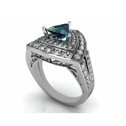 Кольцо ажурное с крупным камнем и дорожками камней Os 7180