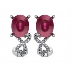 Серьги с крупным камнем и дорожками камней Os 1305