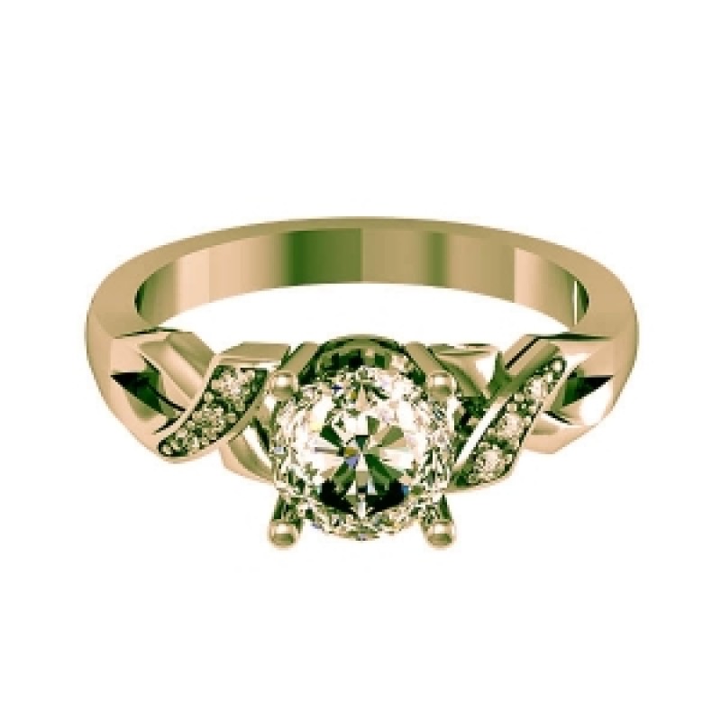 Кольцо с крупным камнем и дорожками камней Os 1550