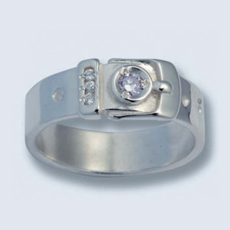 Кольцо ремень с пряжкой с камнем 1983