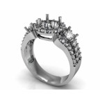 Кольцо с крупным камнем в обрамлении мелких камней Os 2530