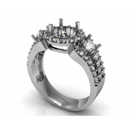 Кольцо с крупным камнем в обрамлении мелких камней Os 2530