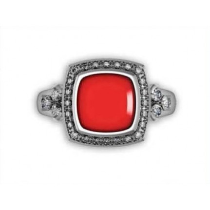 Кольцо с крупным камнем в обрамлении мелких камней Os 7017