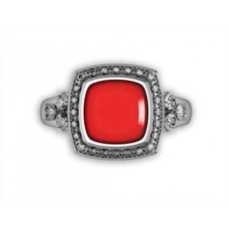 Кольцо с крупным камнем в обрамлении мелких камней Os 7017