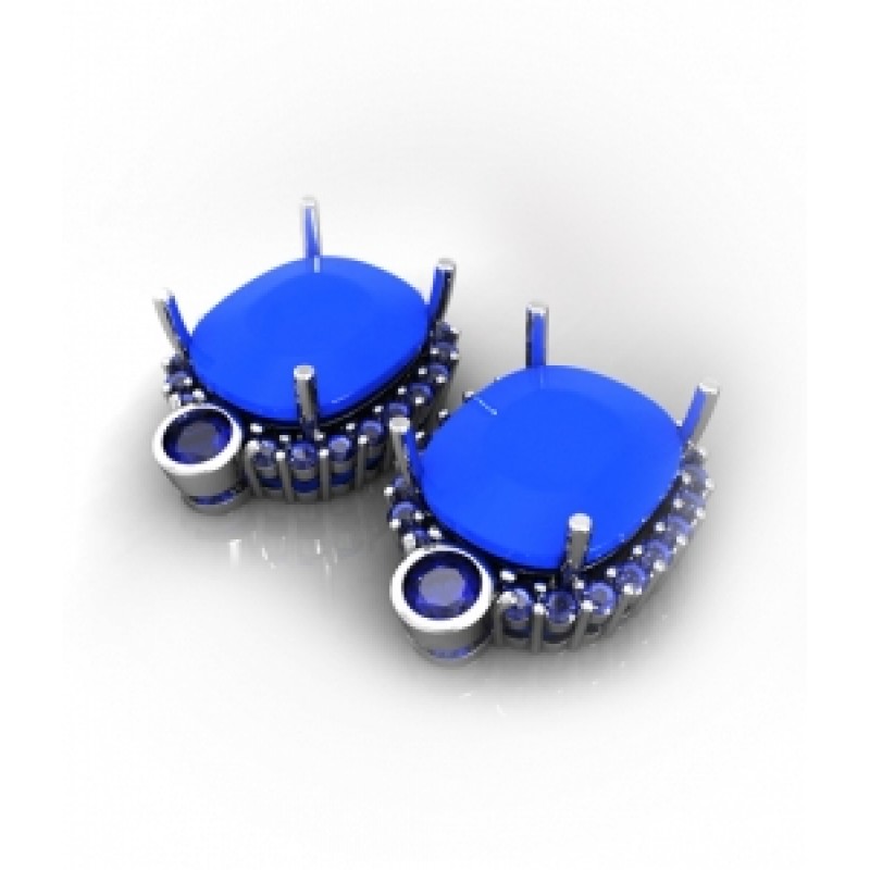 Серьги с крупным камнем в обрамлении мелких камней Os 4077